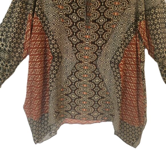 Johnny Was Breeland Geo Printed Tie Front Tunic XL Indie Core City Lightweight - Picture 4 of 9